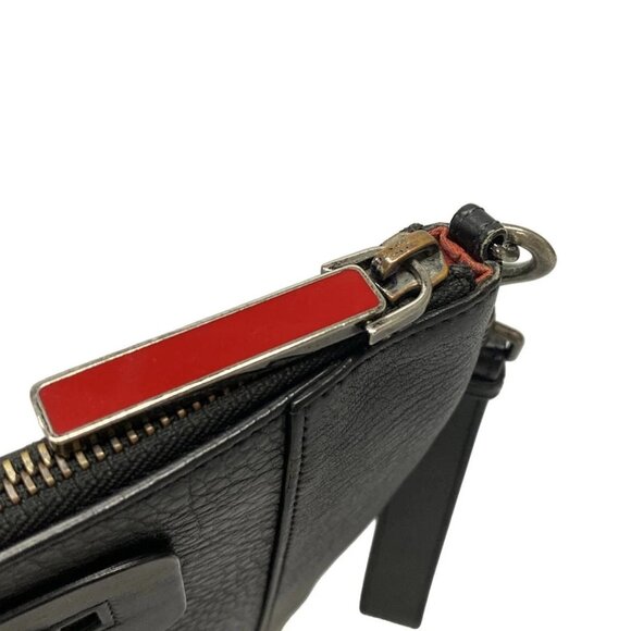 Auth CHRISTIAN LOUBOUTIN Peter Pouch Black Leather Clutch Bag - Picture 11 of 16